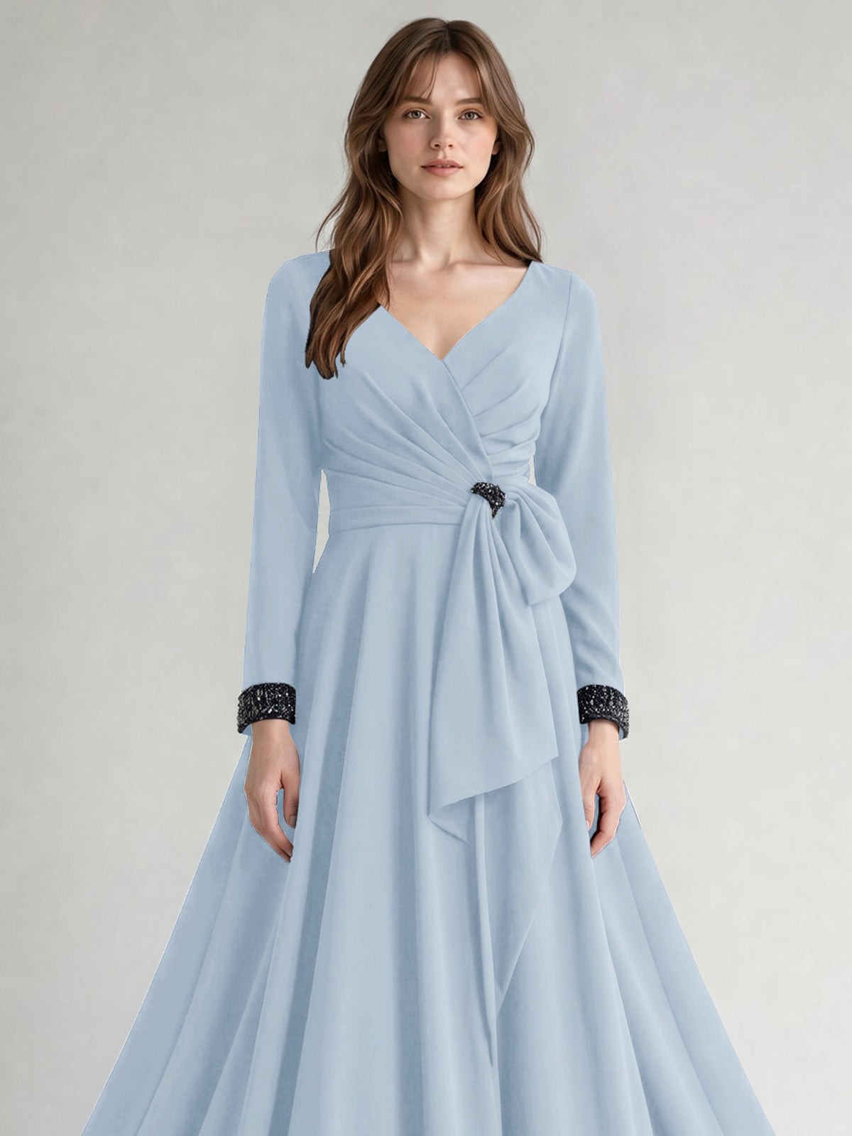 Stretch Satin Mother of the Bride Dress with Crystal