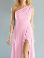 One-Shoulder Bridesmaid Dress with Slit