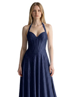 Halter Beaded Prom Dress 