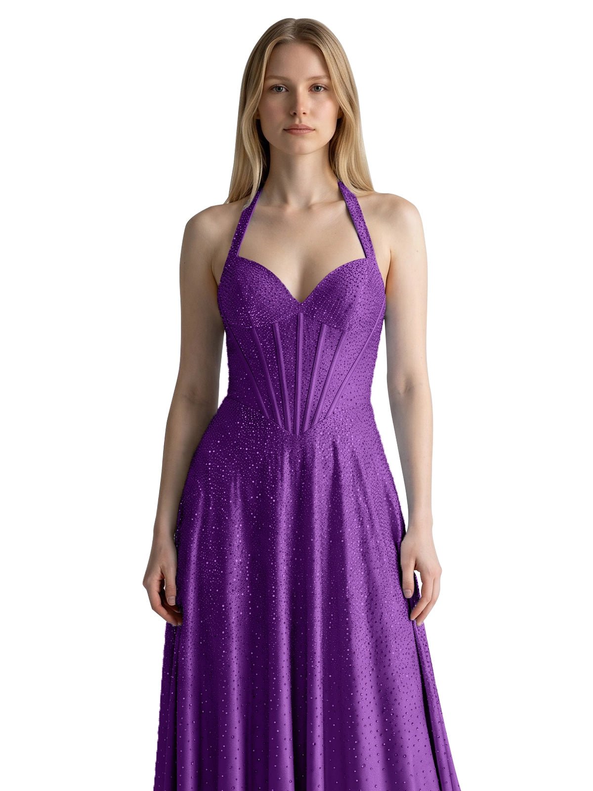 Halter Beaded Prom Dress 