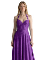 Halter Beaded Prom Dress 