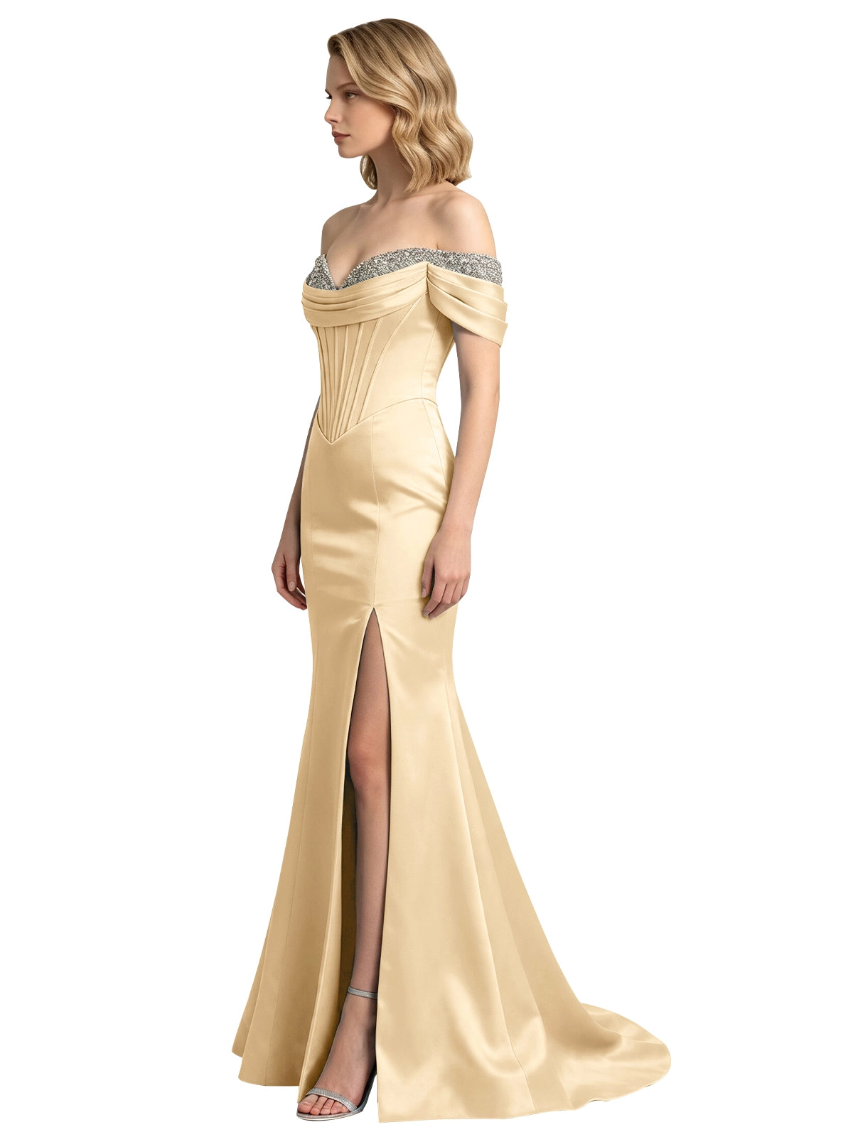 Corset Beaded Trumpet Prom Dress 