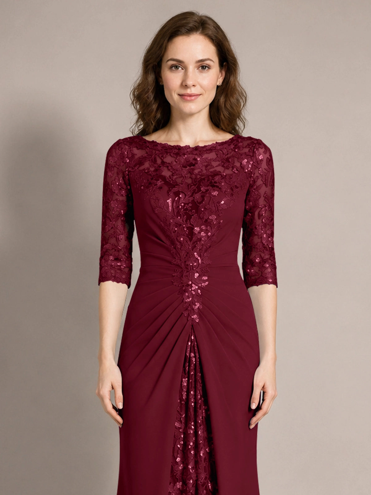 Lace Mother of the Bride Dress with Applique 