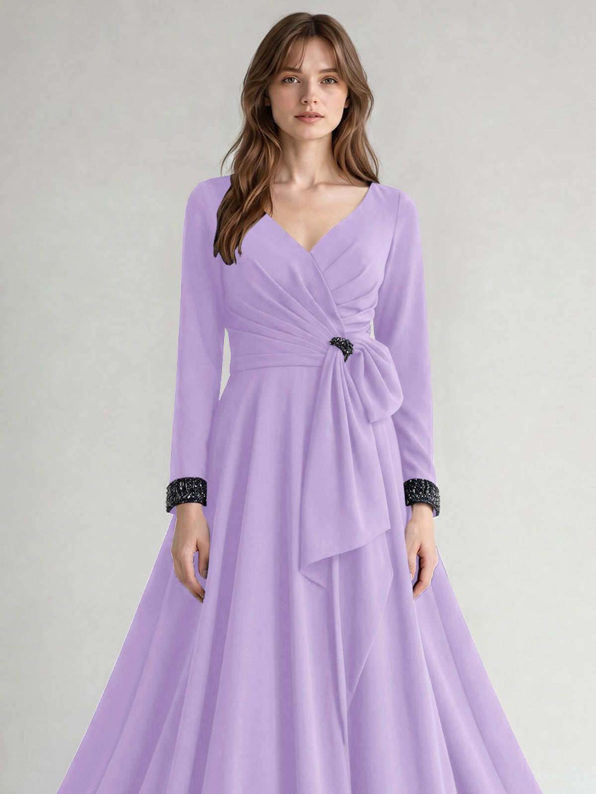 Stretch Satin Mother of the Bride Dress with Crystal