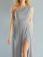 One-Shoulder Bridesmaid Dress with Slit