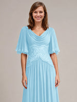 Cowl Neck Mother of the Bride Dress with Applique 