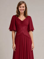 Cowl Neck Mother of the Bride Dress with Applique 