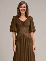 Cowl Neck Mother of the Bride Dress with Applique 