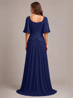 Cowl Neck Mother of the Bride Dress with Applique 