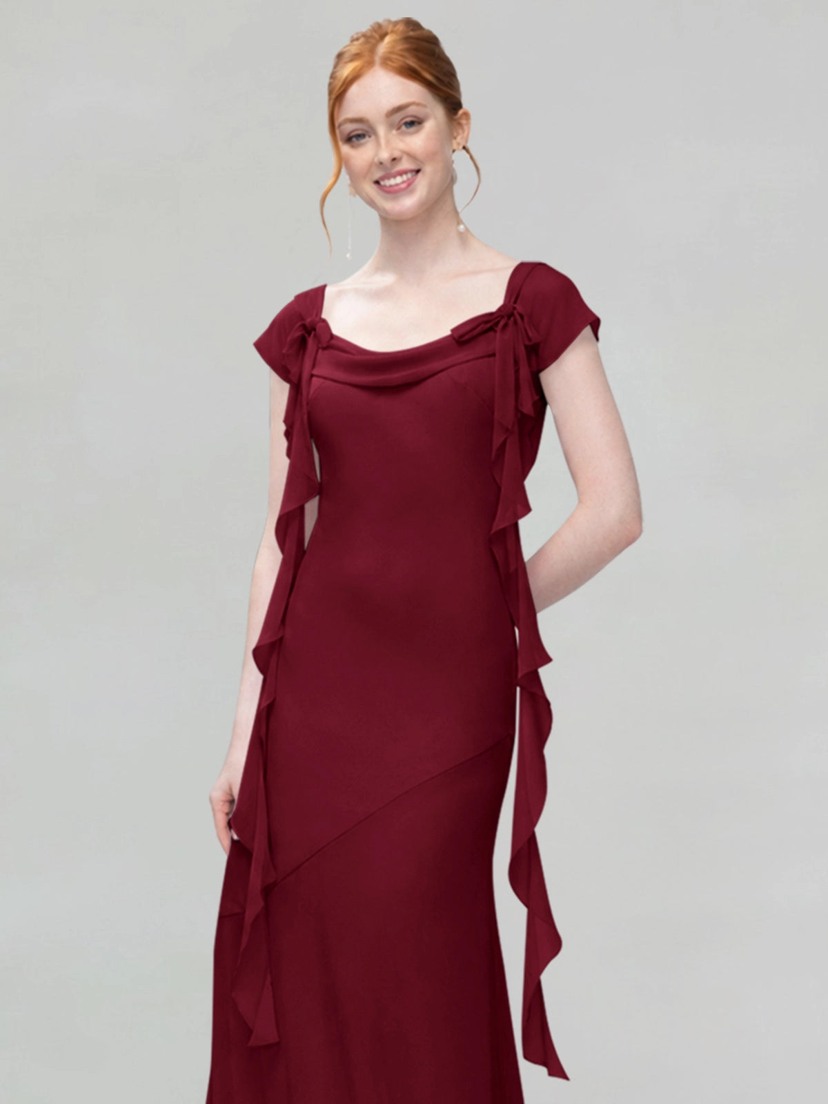 Flowy Ruffle Sheath Bridesmaid Dress 
