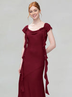 Flowy Ruffle Sheath Bridesmaid Dress 