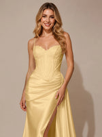 Silk-like Prom Dress with Appliques