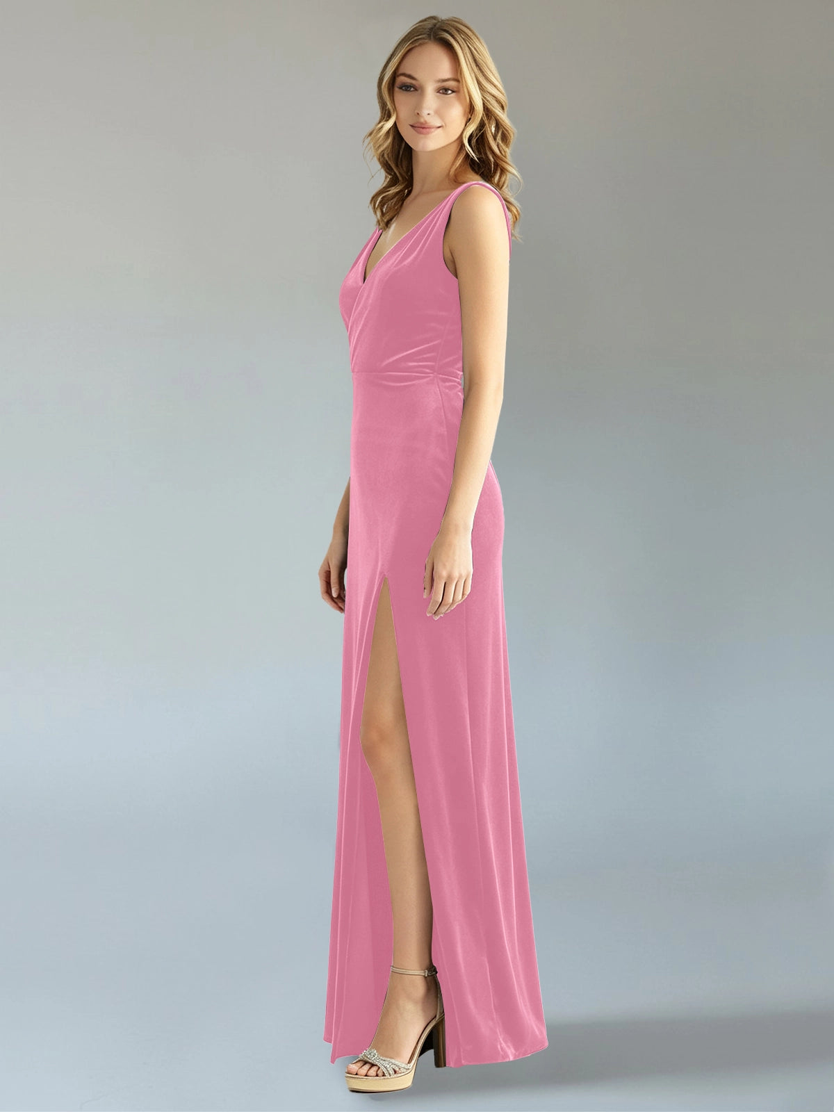 Velvet Bridesmaid Dress with Slit 