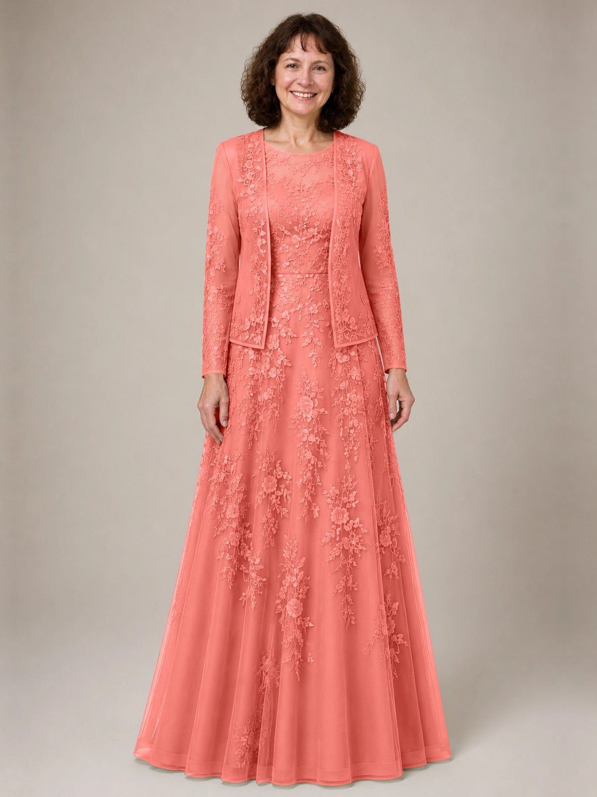 A-line Mother of the Bride Dress with Lace 