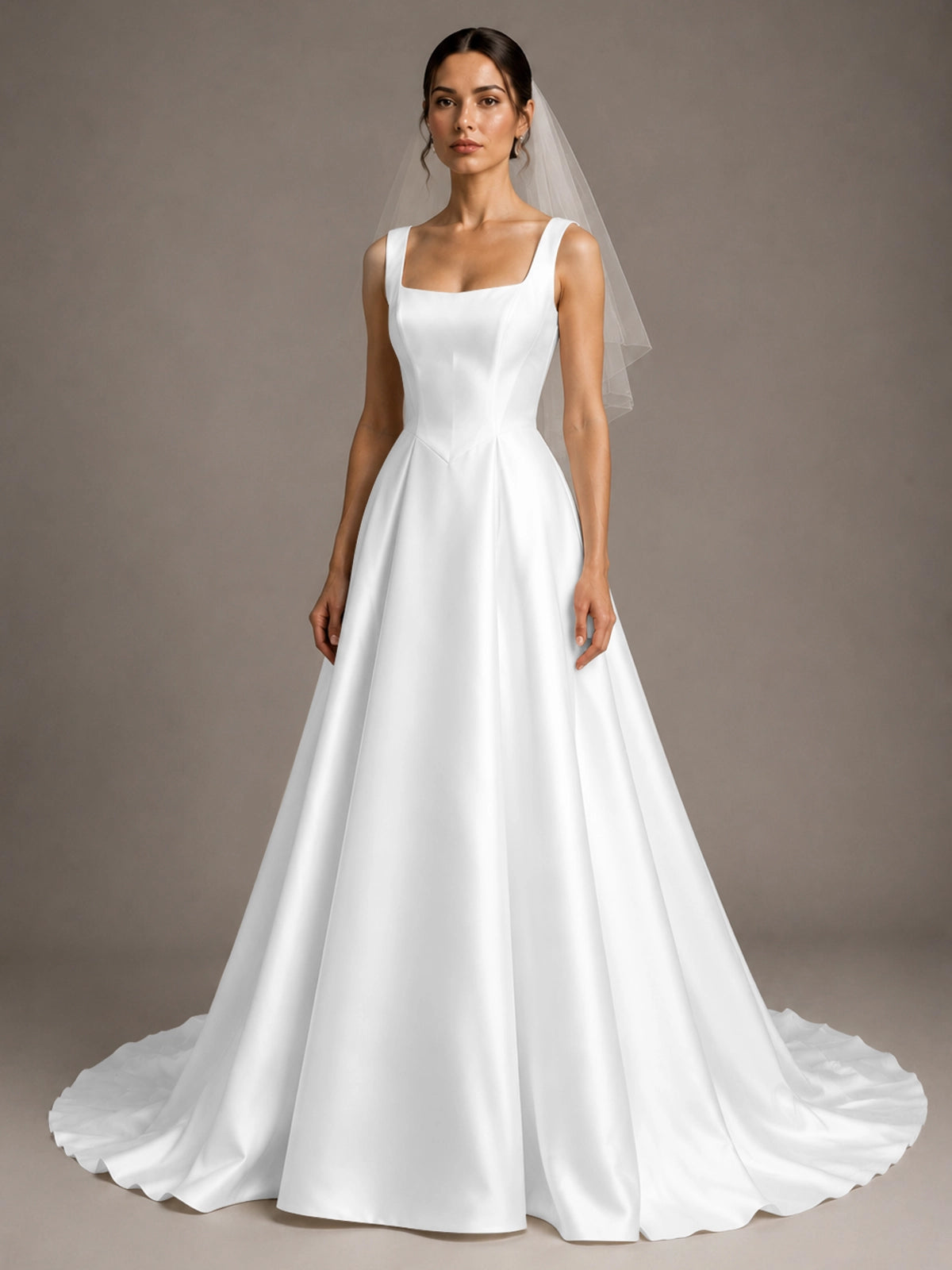 A-line Wedding Dress with Square Neck 