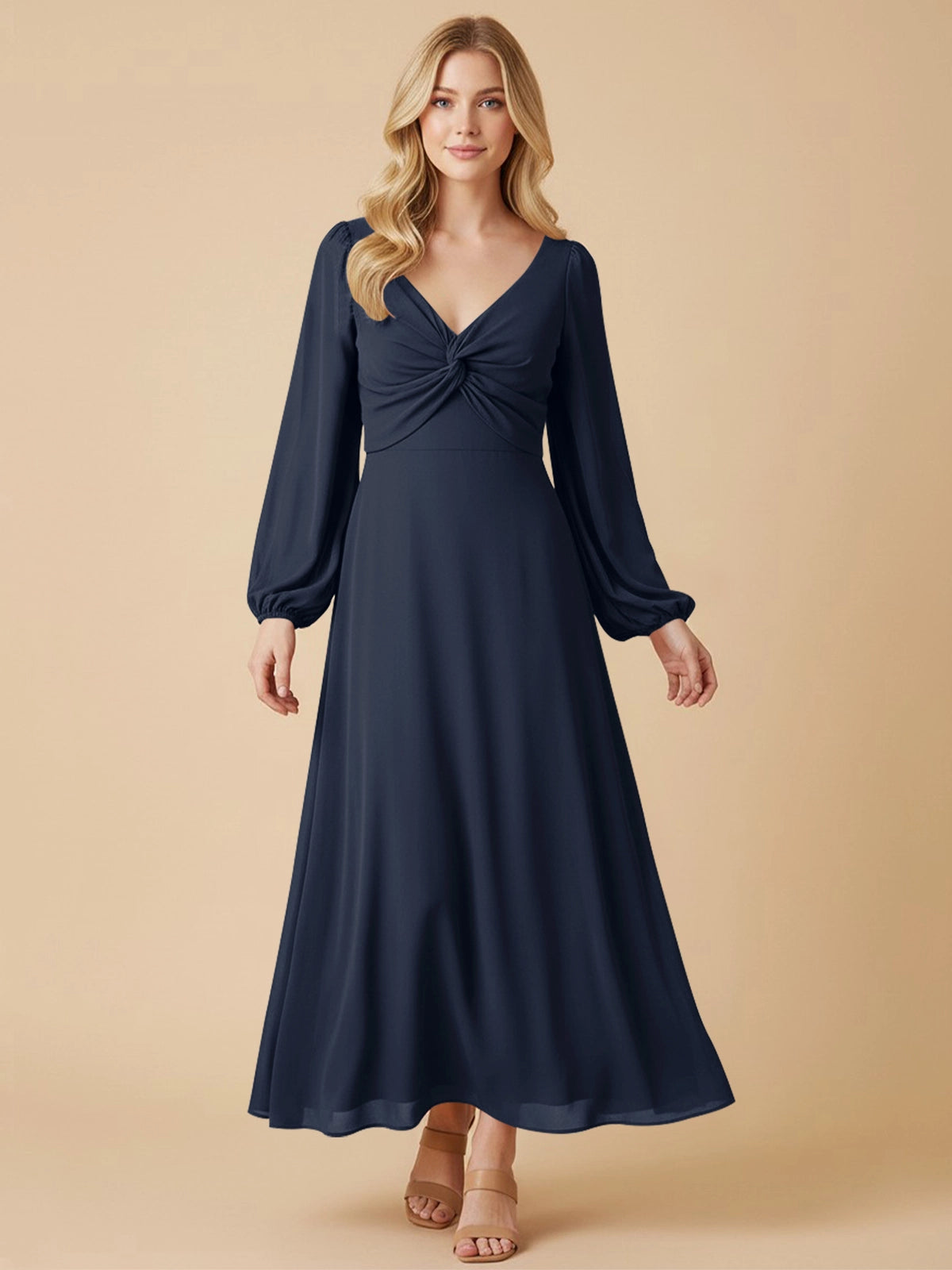 A-line Bridesmaid Dress with Long Sleeves 