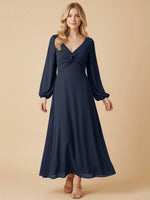A-line Bridesmaid Dress with Long Sleeves 
