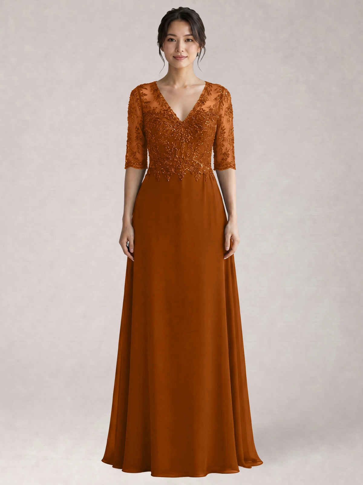 Lace Mother of the Bride Dress with Half Sleeves