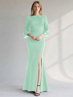 Chiffon Mother of the Bride Dress with 3/4 Sleeves