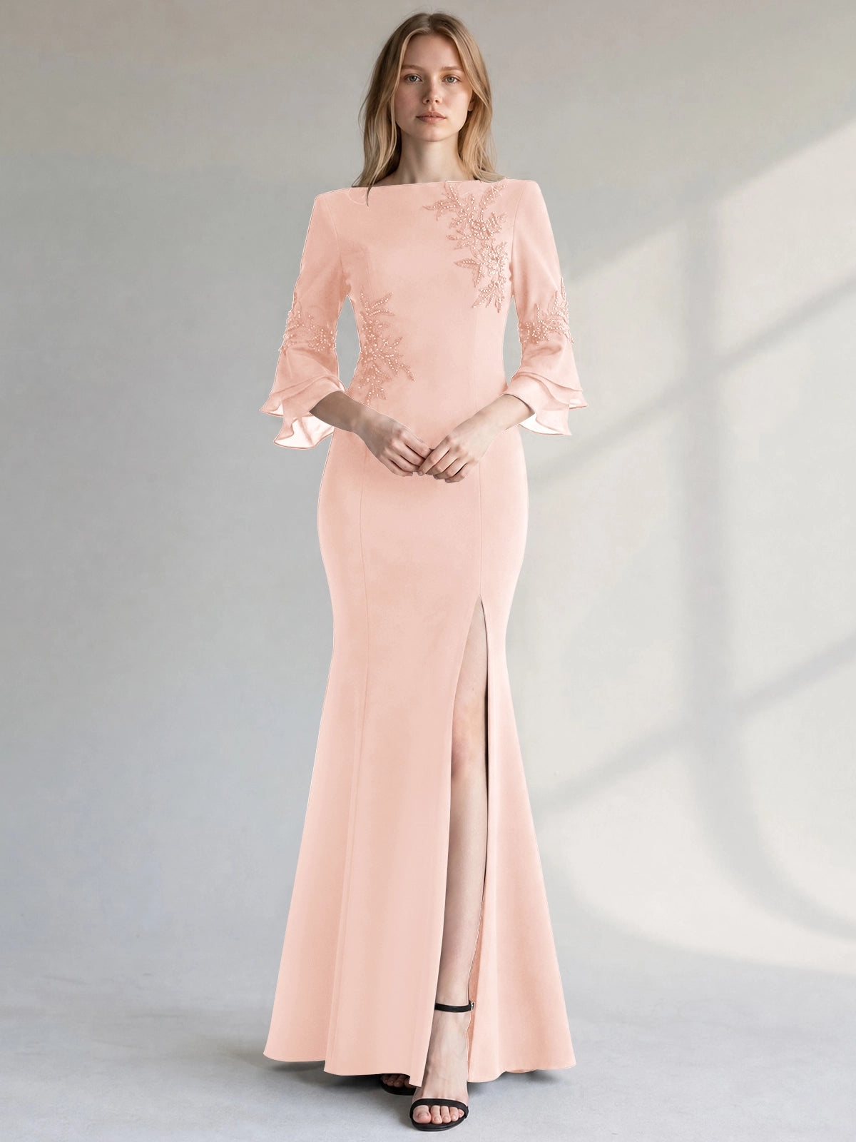 Chiffon Mother of the Bride Dress with 3/4 Sleeves
