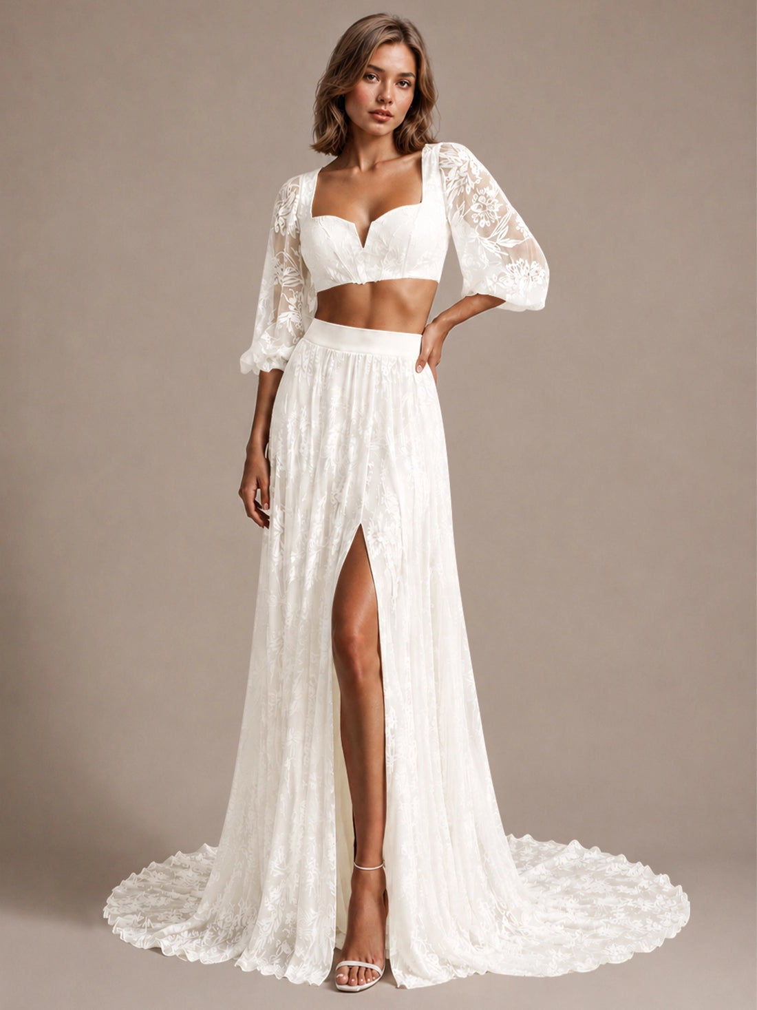 Lace Wedding Dress with Slit 