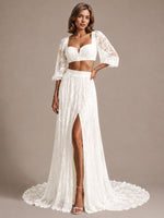 Lace Wedding Dress with Slit 