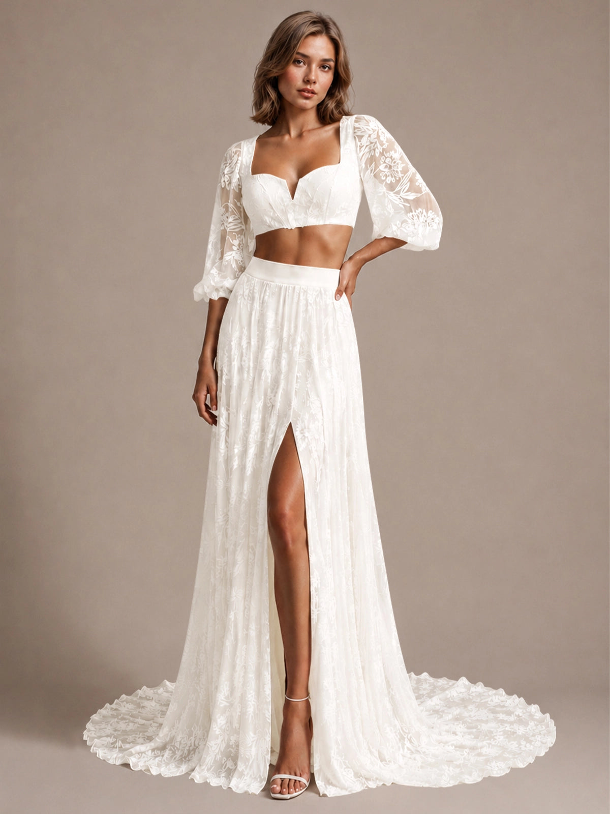 Lace Wedding Dress with Slit 