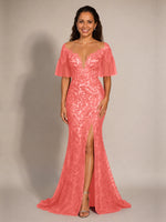 Mermaid Mother of the Bride Dress with V-neck 