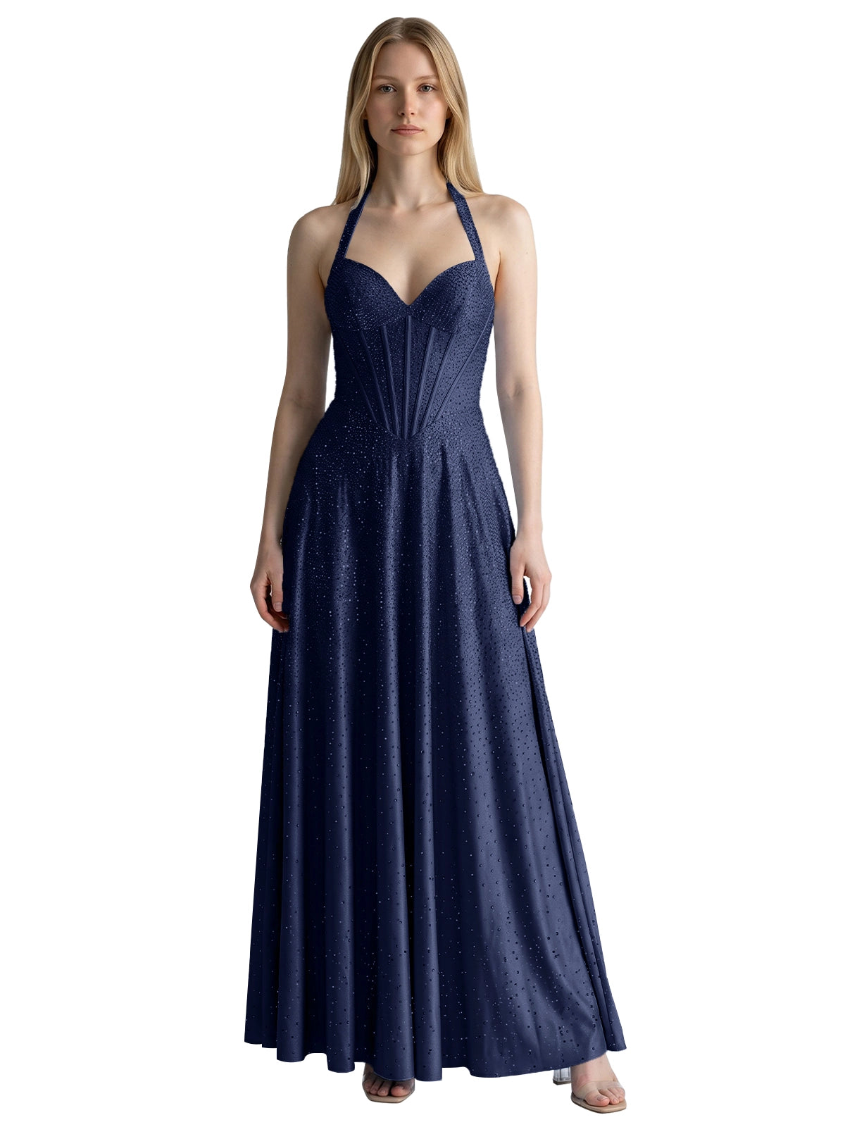 Halter Beaded Prom Dress 