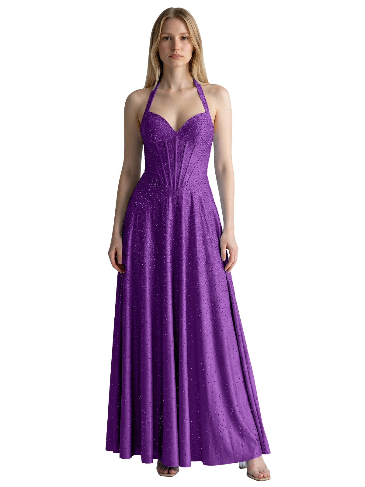 Halter Beaded Prom Dress 