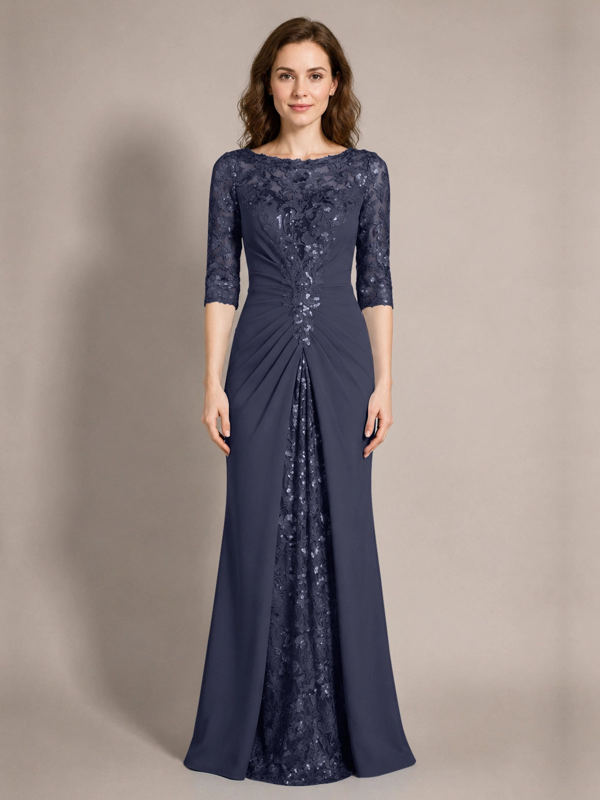 Lace Mother of the Bride Dress with Applique 