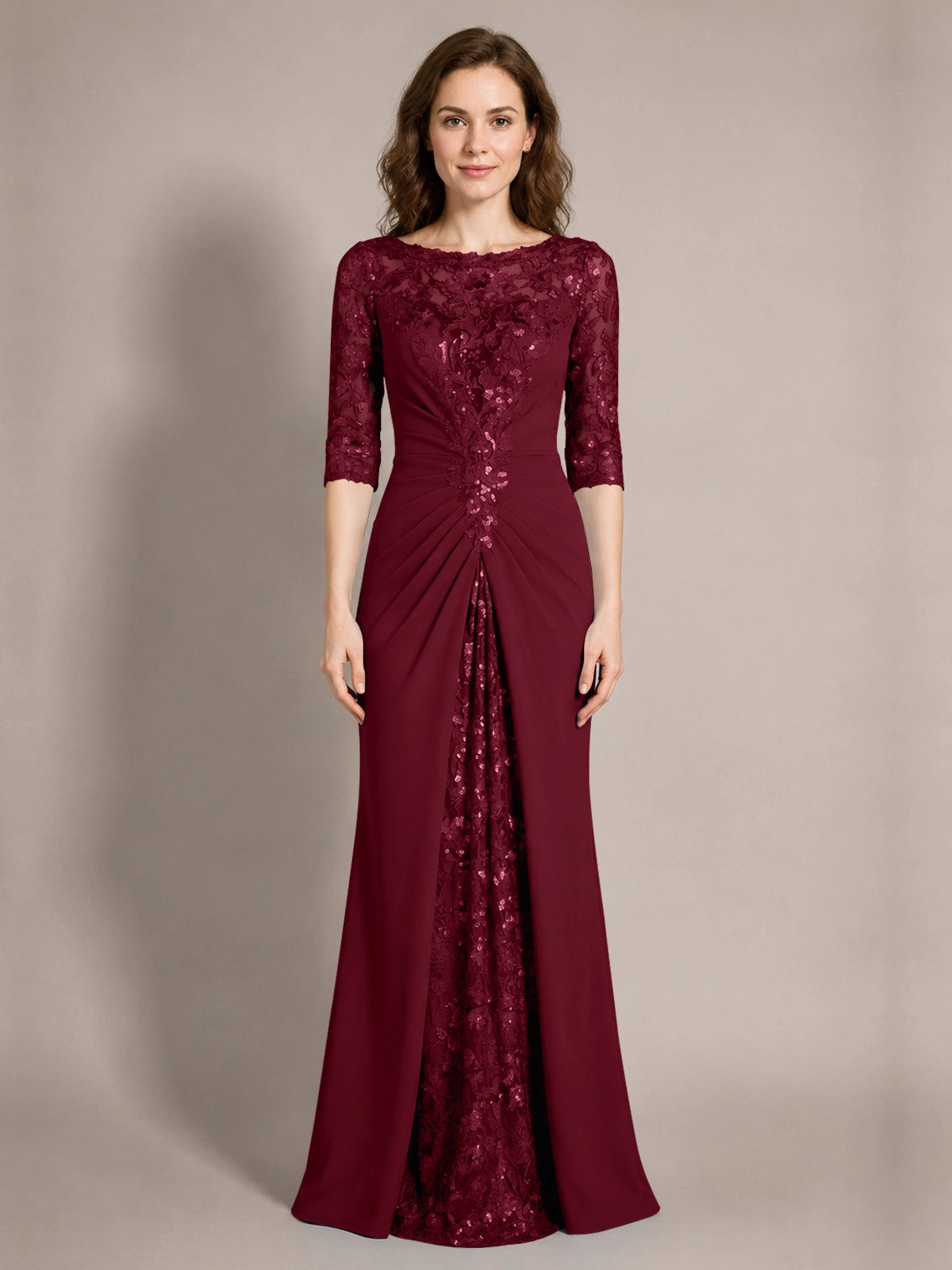 Lace Mother of the Bride Dress with Applique 