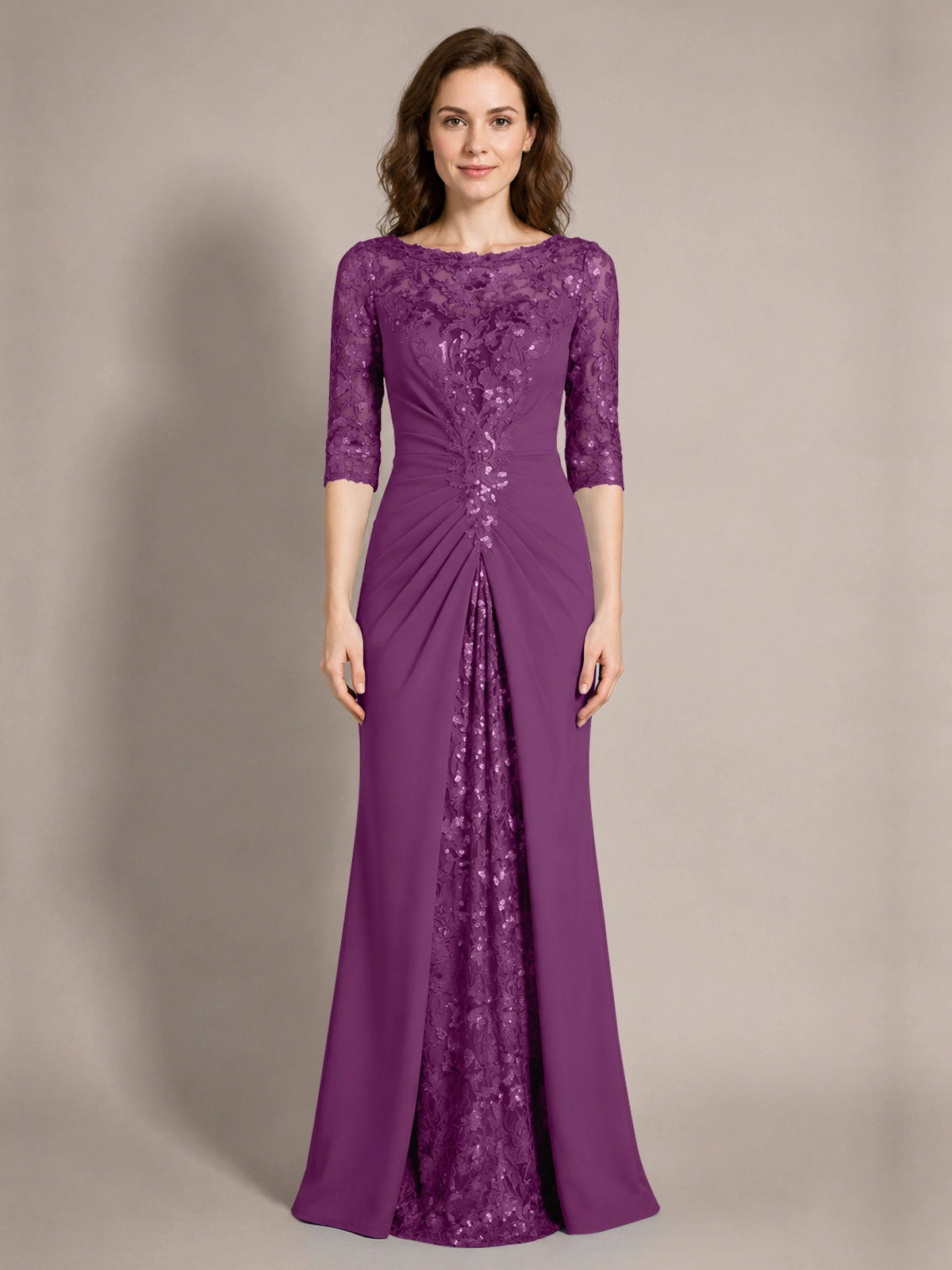Lace Mother of the Bride Dress with Applique 