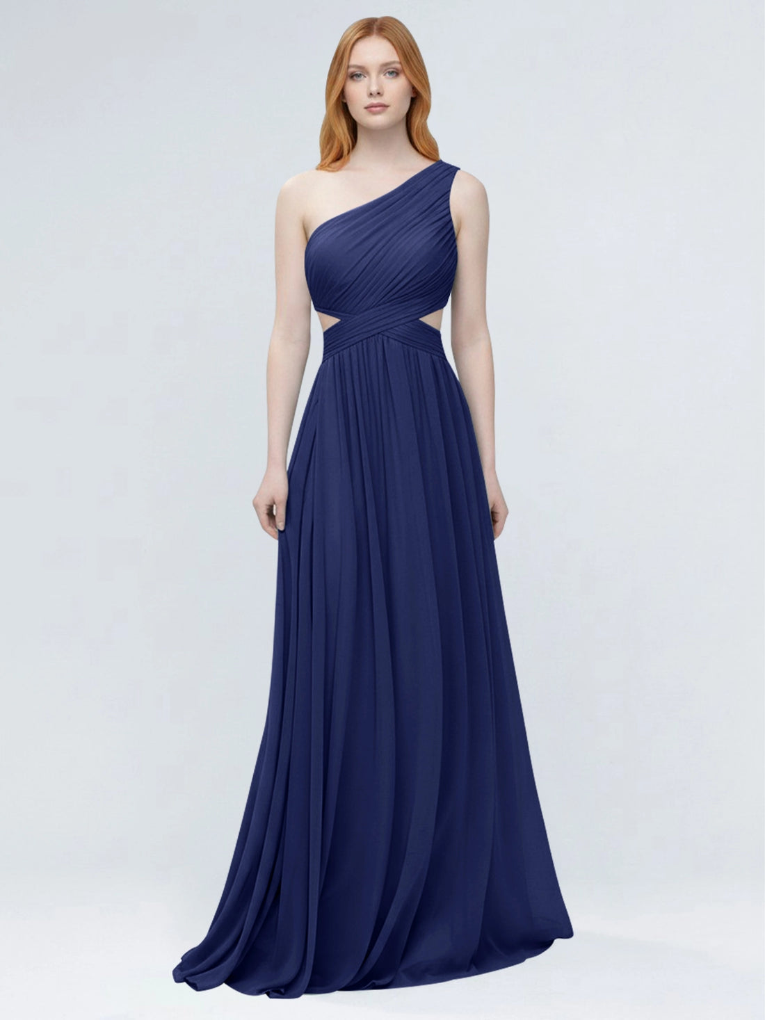 One-Shoulder Side Cut-Out Bridesmaid Dress 