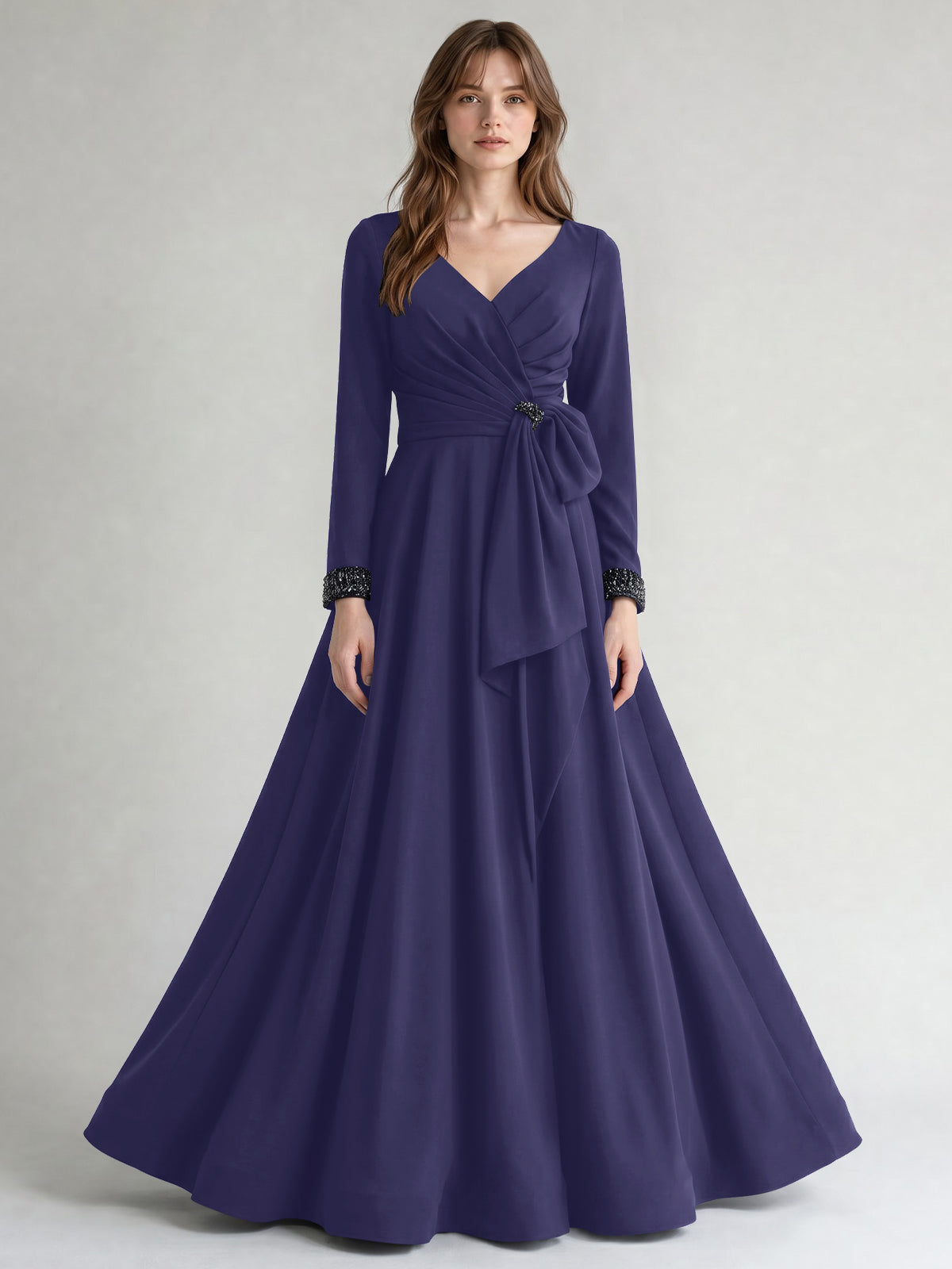 Stretch Satin Mother of the Bride Dress with Crystal