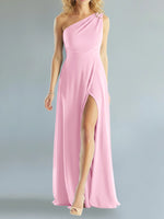 One-Shoulder Bridesmaid Dress with Slit