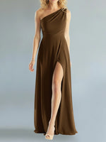 One-Shoulder Bridesmaid Dress with Slit