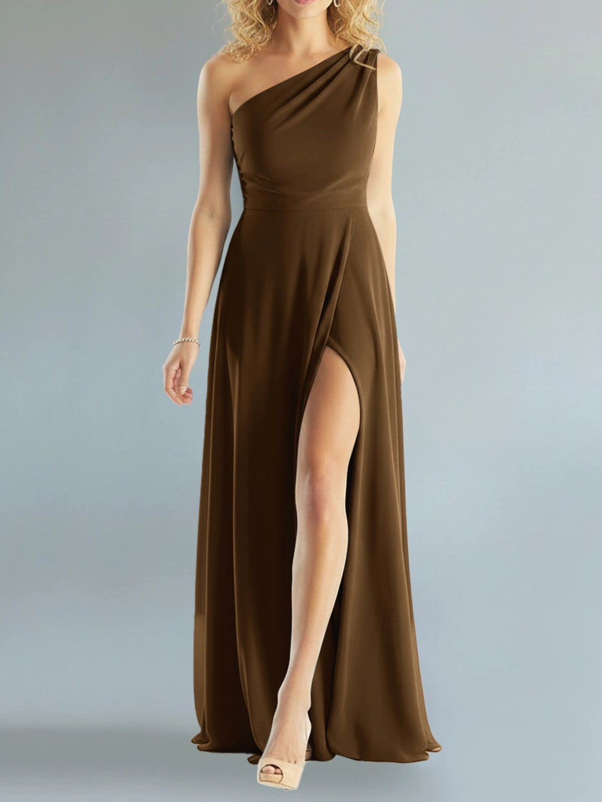 One-Shoulder Bridesmaid Dress with Slit