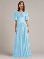Cowl Neck Mother of the Bride Dress with Applique 