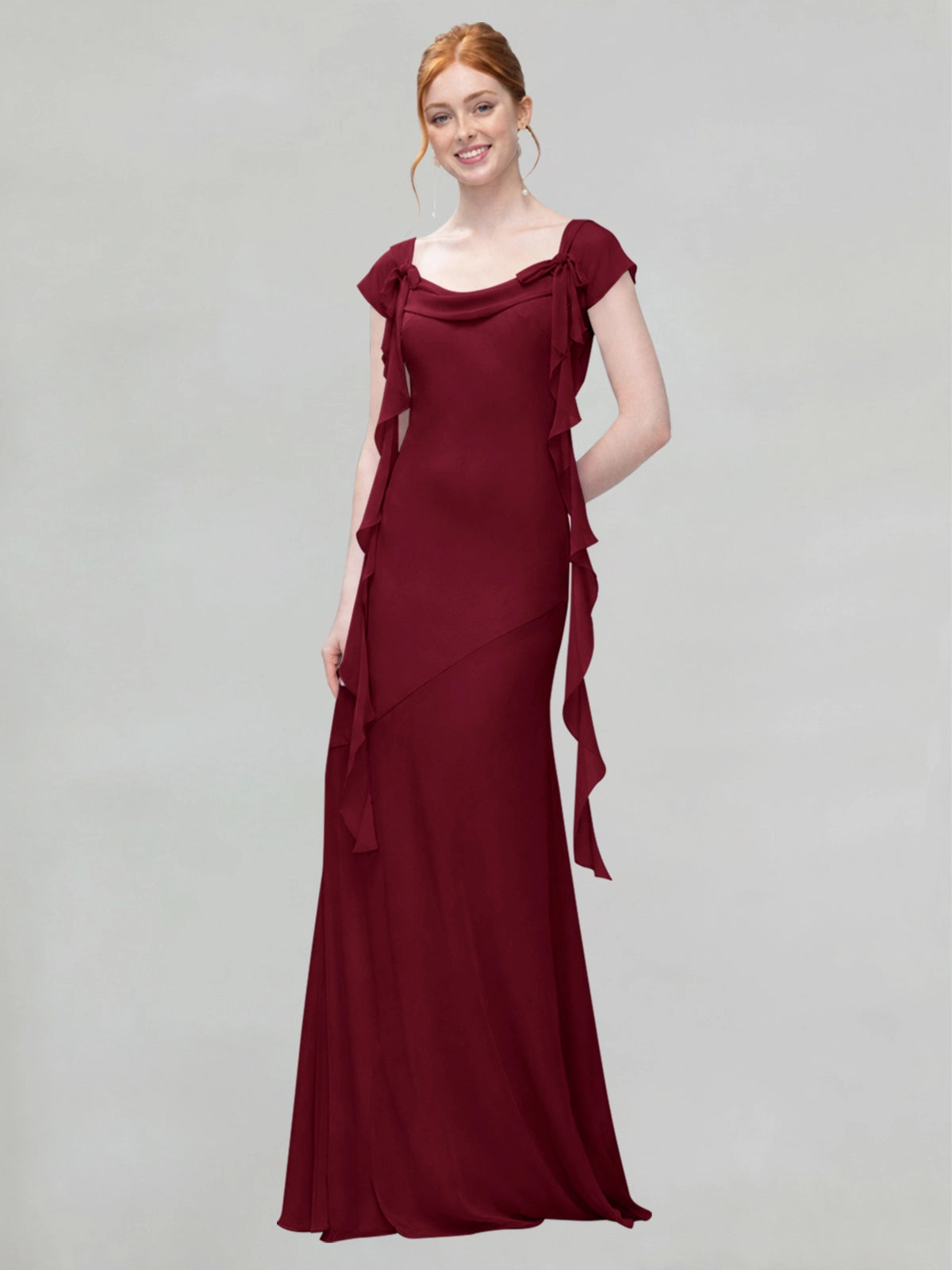 Flowy Ruffle Sheath Bridesmaid Dress 