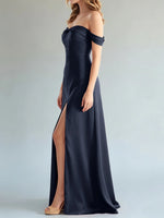 Off-the-Shoulder Slit Bridesmaid Dress 