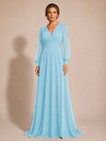 Chiffon Mother of the Bride Dress with Long Sleeves 
