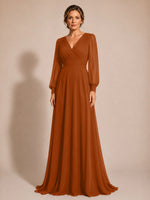 Chiffon Mother of the Bride Dress with Long Sleeves 