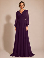 Chiffon Mother of the Bride Dress with Long Sleeves 