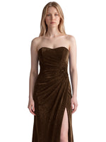 Velvet Prom Dress with Beaded Applique 