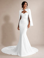 Stretch Satin Wedding Dress with Cape