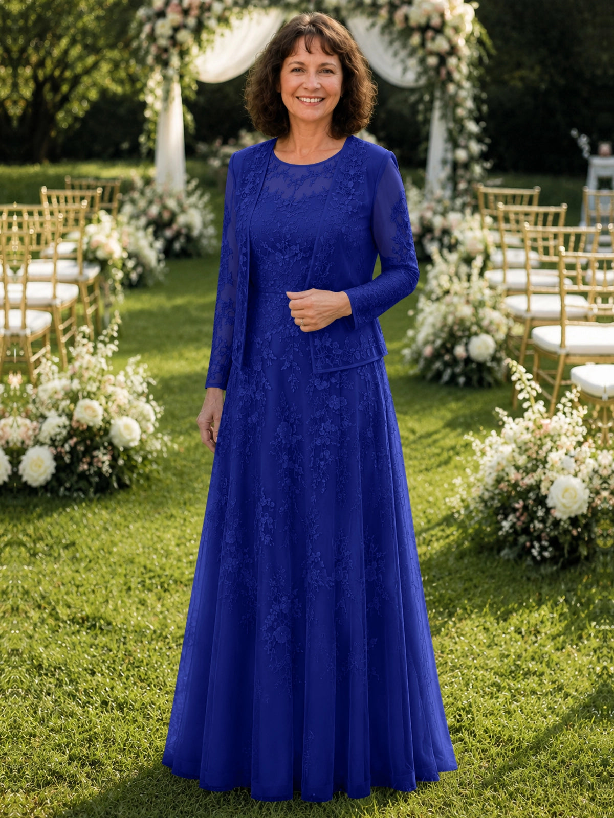 A-line Mother of the Bride Dress with Lace 
