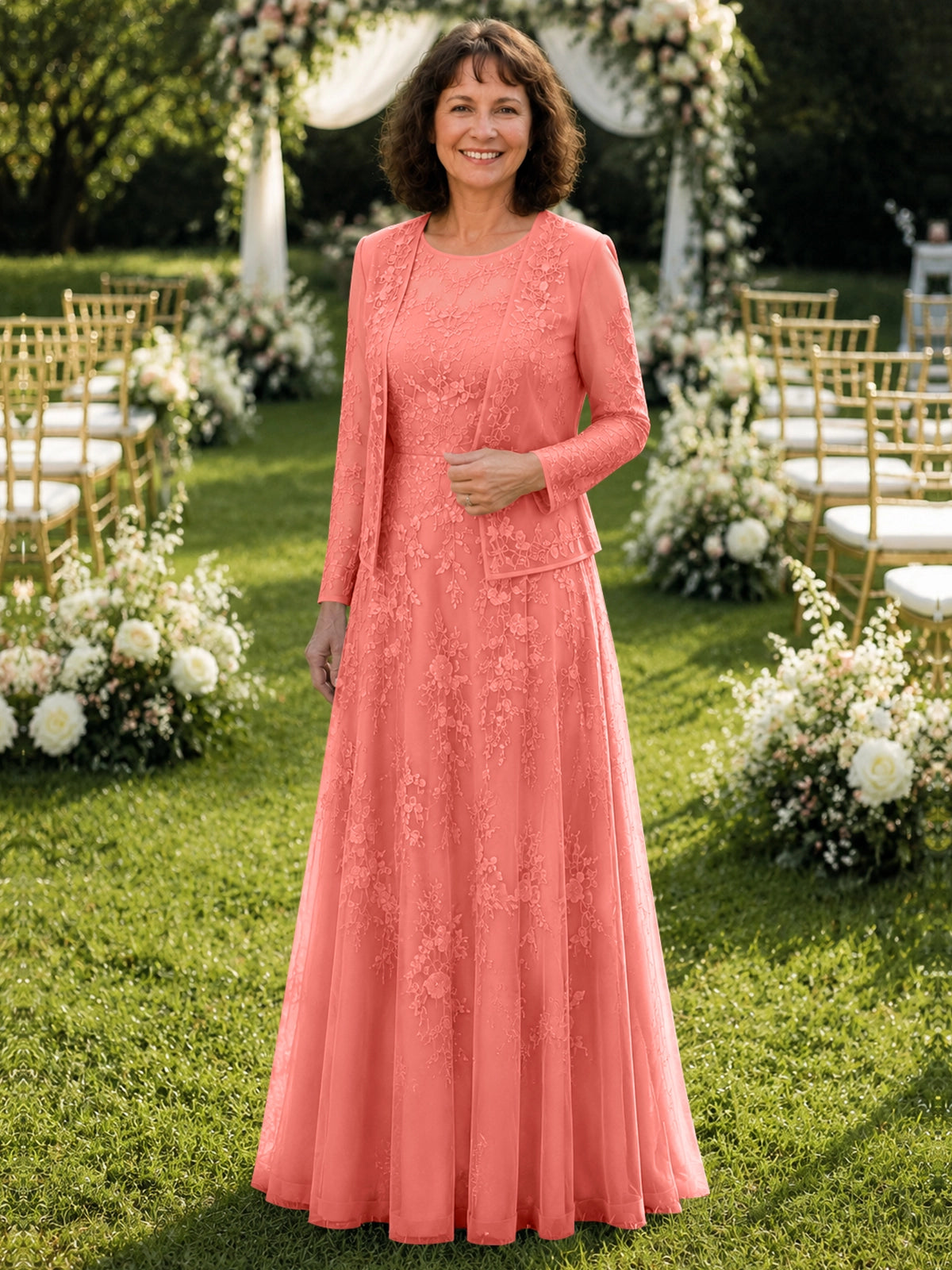 A-line Mother of the Bride Dress with Lace 