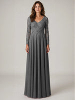 A-line Mother of the Bride Dress with Appliques