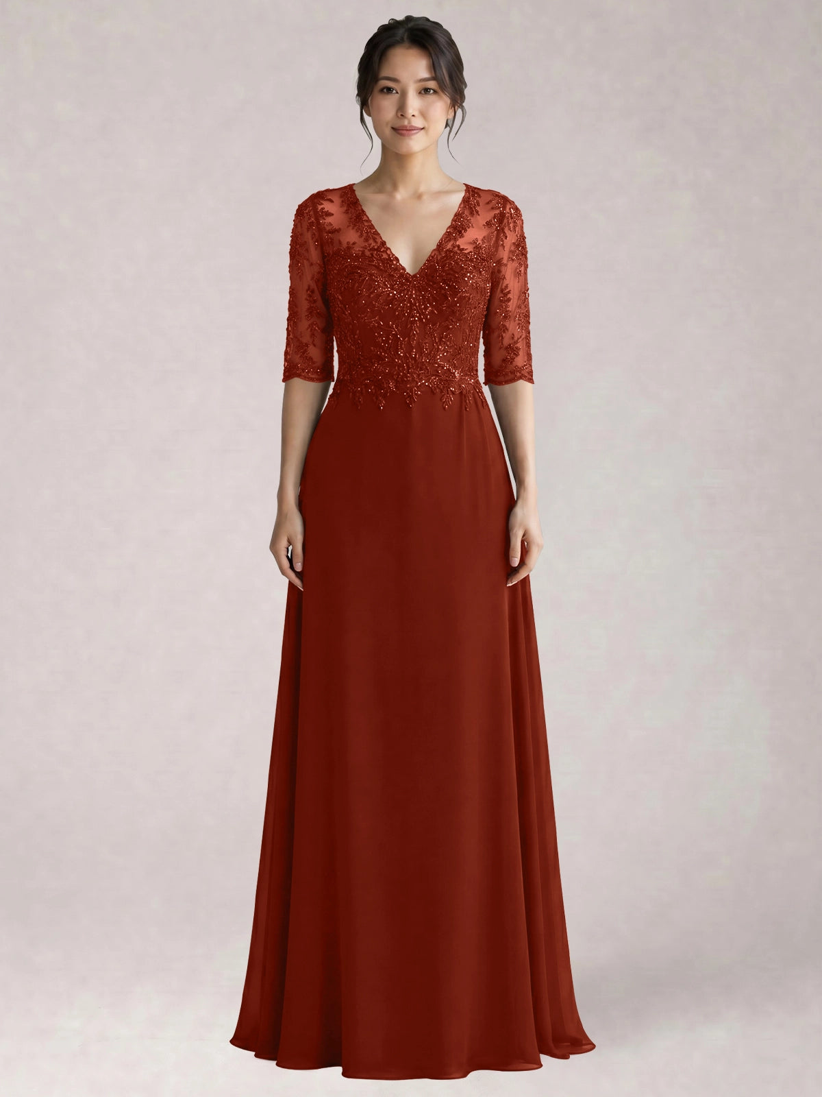 Lace Mother of the Bride Dress with Half Sleeves
